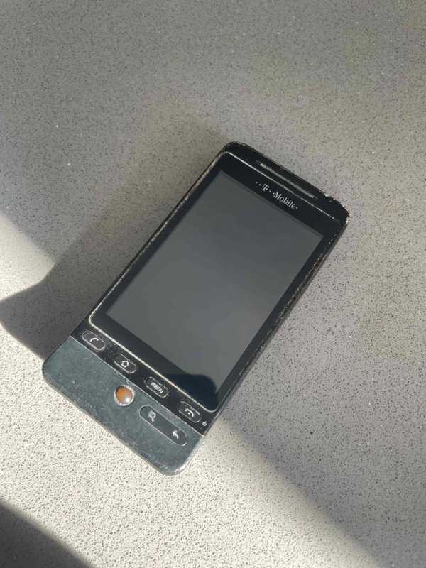 HTC Hero phone from the top, tilted